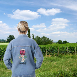 Aquarell Weinglas Weinberg Junggesellinnenabschied Jeansjacke