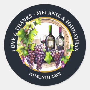 Aquarell Weintrauben Flaschen Glas rund Weinberg Runder Aufkleber