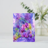 Aquarell Weintrauben gemalt. Postkarte (Stehend Vorderseite)