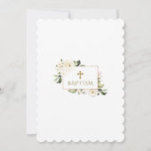 Aquarell Weiße Blume Rose Gold Taufe Einladung (Rückseite)