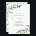Aquarell Weiße Blume und Grüne Bar Mitzvah Einladung<br><div class="desc">Laden Sie Familie und Freunde mit dieser whimsical grünen Einladung ein. Diese Bar mitzvah-Einladung enthält Aquarellbilder von grünem Blattwerk und weißen Blume sowie ein passendes Grünmuster mit Goldschrift. Personalisieren Sie diese durch Hinzufügen von Namen, Datum, Uhrzeit, Veranstaltungsort und anderen Veranstaltungsdetails. Diese Einladung ist ideal für Frühling und Garten Bar mitzvahs....</div>