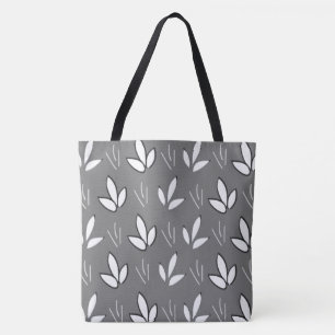 Aquarell Weiße Blumen Grau Modern Tasche