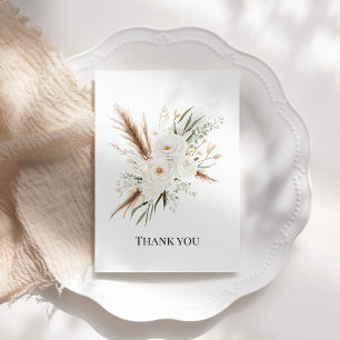 Aquarell Weiße Bohemian Blumen Boho Hochzeit Dankeskarte