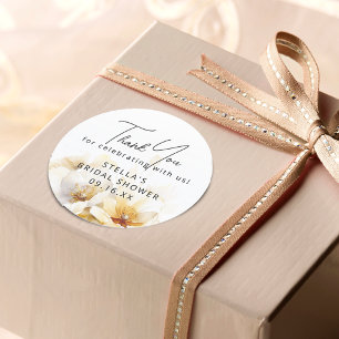 Aquarell Weiße Gott-Blume Brause Shower Runder Aufkleber