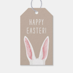Aquarell Weiße Hasenohren Frohe Ostern Geschenkanhänger