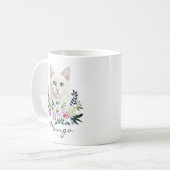 Aquarell Weiße Katze Kaffeetasse (Vorderseite Links)
