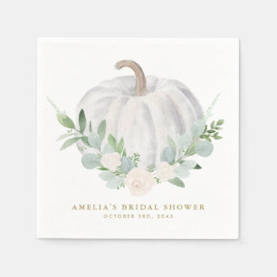 Aquarell Weiße Kürbis Herbst Brautparty Serviette