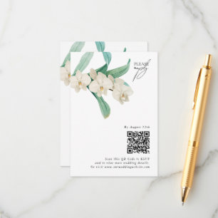 Aquarell Weiße Orchideen Florale Hochzeit Begleitkarte