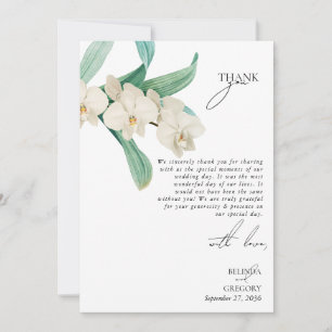 Aquarell Weiße Orchideen Florale Hochzeit Dankeskarte