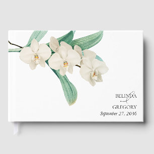 Aquarell Weiße Orchideen Florale Hochzeit Gästebuch