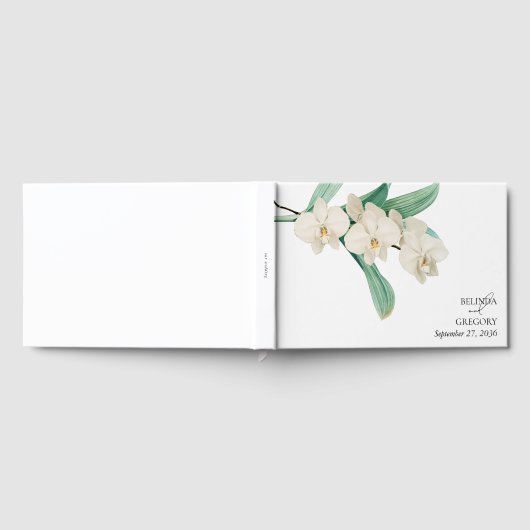 Aquarell Weiße Orchideen Florale Hochzeit Gästebuch (Voll)