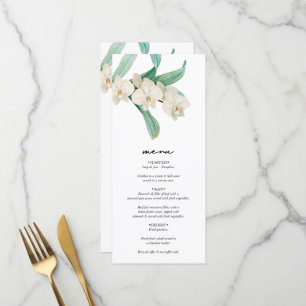 Aquarell Weiße Orchideen Florale Hochzeit Menükarte