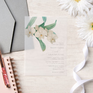 Aquarell Weiße Orchideen Florale Hochzeit Pergament Einladungen