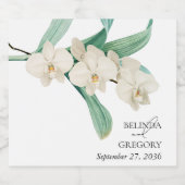 Aquarell Weiße Orchideen Florale Hochzeit Schaumweinetikett (Einzelnes Label)