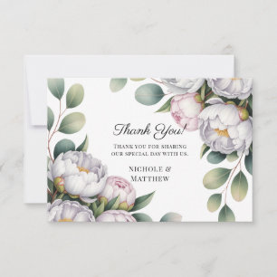 Aquarell Weiße Pfingstrosen Hochzeit Dankeskarte