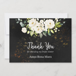 *~* Aquarell Weiße Rose Brautparty Rustikal Dankeskarte