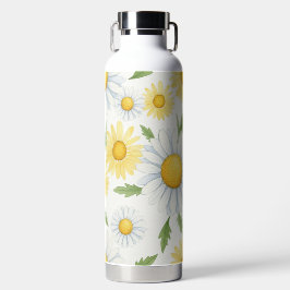 Aquarell weiße und gelbe Gänseblümchen Trinkflasche