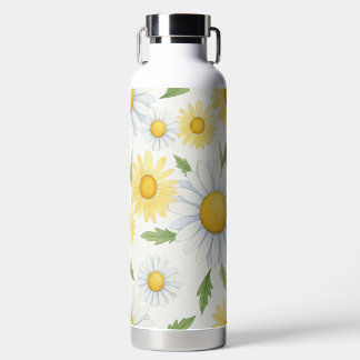 Aquarell weiße und gelbe Gänseblümchen Trinkflasche