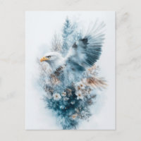 Aquarell Weißer Adler im Flug mit weißer Blume