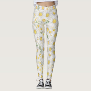 Aquarell weißes Blumenmuster Leggings