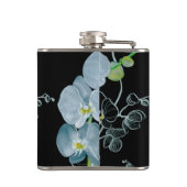 Aquarell-weißes Orchideen-Muster Flachmann (Rückseite)