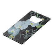 Aquarell-weißes Orchideen-Muster Geldkarten Flaschenöffner (Rückseite Schrägansicht)