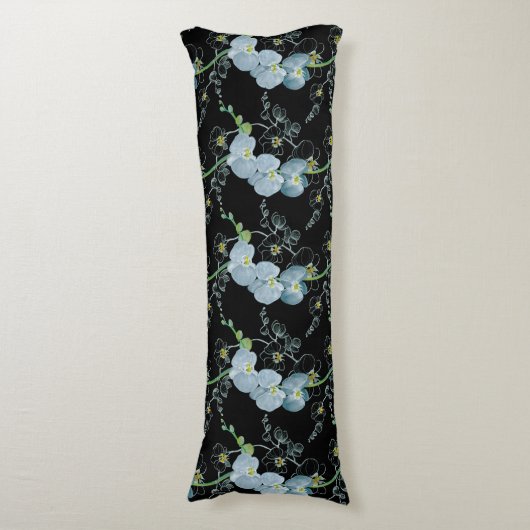 Aquarell-weißes Orchideen-Muster Seitenschläferkissen (Vorderseite Vertikal)