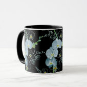 Aquarell-weißes Orchideen-Muster Tasse (Vorderseite Links)