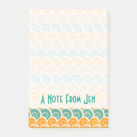 Aquarell-Wellen-Muster | addieren Ihren Namen Post-it Klebezettel (Vorderseite)