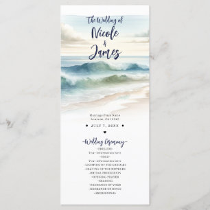 Aquarell-Wellen Strand Hochzeitsprogramm Programm