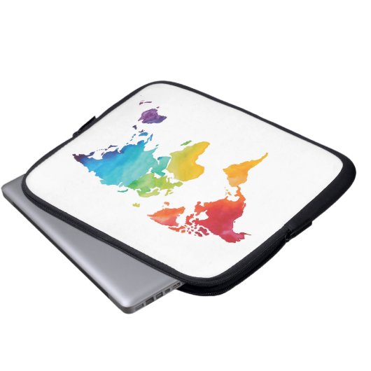 Aquarell-Weltkarte-Laptop-Hülse Laptopschutzhülle (Vorne Knopf)