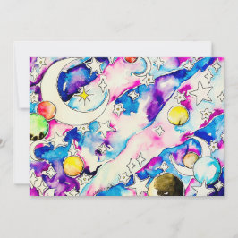 Aquarell-Weltraum-Fantasy-Kunst Feiertagskarte