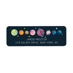 Aquarell-Weltraum-Planeten Personalisierte Adresse