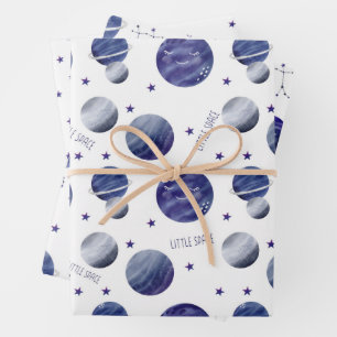 Aquarell-Weltraum-Tierkreis-Muster Geschenkpapier Set