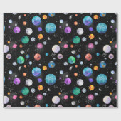 Aquarell Weltraumplaneten Galaxie Geschenkpapier (Flach)