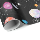 Aquarell Weltraumplaneten Galaxie Geschenkpapier (Rolleneckpunkt)