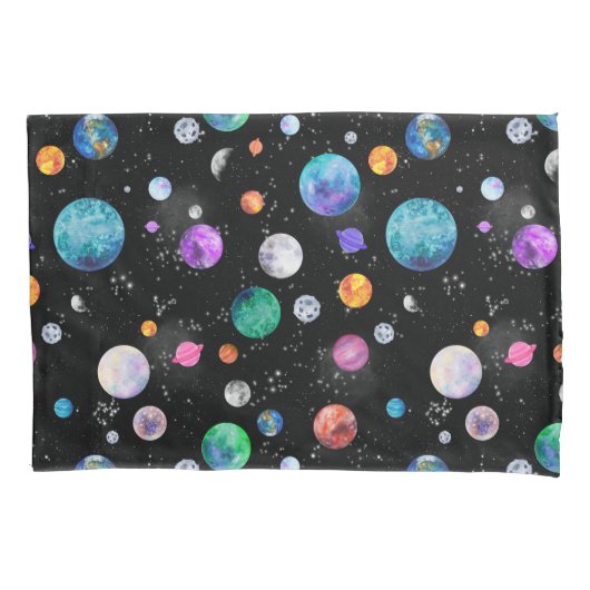 Aquarell Weltraumplaneten Galaxie Kissenbezug (Vorderseite)