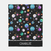 Aquarell Weltraumplaneten Personalisierte Galaxie Fleecedecke (Vorderseite)
