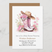 Aquarell Western Adventure Cowgirl Babydusche Einladung (Vorne/Hinten)