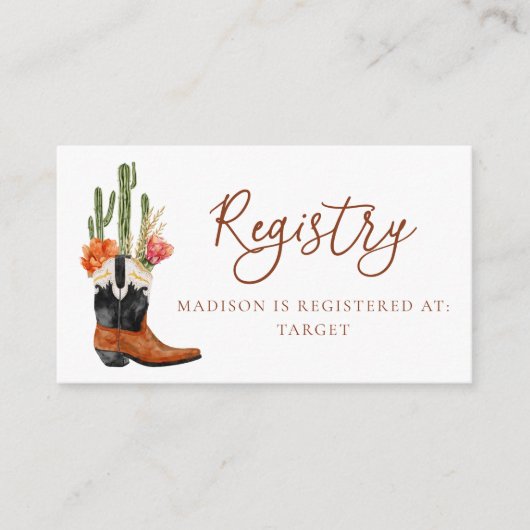 Aquarell Western Bootet QR-Code Kinderregistrierun Begleitkarte (Vorderseite)