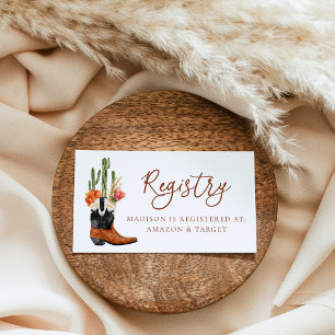 Aquarell Western Boots Babydusche Registrierung Begleitkarte