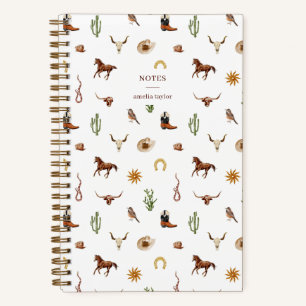 Aquarell-Western-Cowgirl-Notizen Personalisiert Notizblock