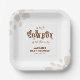 Aquarell Western Kleine Cowboy Babydusche Pappteller