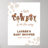 Aquarell Western Kleine Cowboy Babydusche Poster (Vorne)