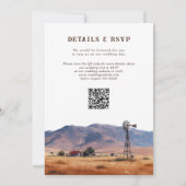 Aquarell Western Mountain Ranch QR Code Hochzeit Einladung (Rückseite)