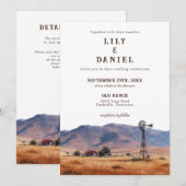 Aquarell Western Mountain Ranch QR Code Hochzeit Einladung (Vorne/Hinten)