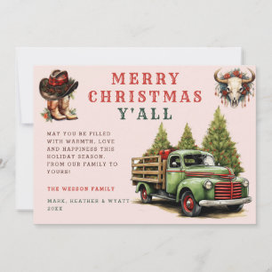 Aquarell-Western-Weihnachts-Cowboy-Weihnachtskarte Einladung
