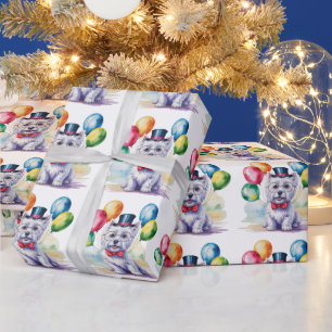 Aquarell Westie Kindergeburtstagparty Geschenkpapier