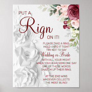 Aquarell-Wettbewerbsschild "Put a Ring" für Brautp Poster