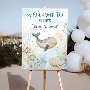 Aquarell Whale Babydusche unter dem Meer Willkomme Poster